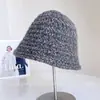 Nuevo Sombrero de Cubo de Lana de Color Mixto Estilo Coreano con Copa Redonda para Mujer Otoño Invierno Cálido Versátil Sombrero de Punto Hace que la Cara Parezca Más Pequeña de Moda Sombrero de Cubo