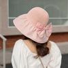 Sombrero de pescador con lazo de vinilo para mujer, estilo coreano, con recortes, ala ancha, protección solar UV, moderno, para verano