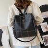 2022 Novo Estilo Japonês e Coreano Bordado Xadrez Cor Sólida Mochila de Couro Macio Menina Multifuncional Moderna All-match Elegante Mochila Pequena
