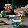 Xícara de Café de Porcelana Óssea Vintage de Alto Padrão com Toque Luxuoso, Conjunto de Xícara e Pires de Cerâmica, Exquisito e de Alta Qualidade, Presente de Inauguração