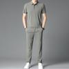 Trajes de Verão Masculinos, um Conjunto Completo de Roupas e Calças de Verão de Alta Qualidade, Trajes Masculinos de Duas Peças de Seda de Gelo