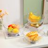 Plato para Frutas Transparente de PET de Grado Alimenticio con Drenaje Plato para Frutas de Alto Pie Estilo Nórdico de Lujo Ligero Plato para Snacks Chapado en Oro con Tapa