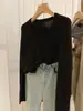 Capa base de punto fino de lana para mujer, nuevo estilo otoño/invierno, prenda interior de alta gama, top suéter de cuello en U para invierno