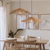 Lustre de Rattan Vintage Estilo Japonês Sala de Estar Quarto Luminária de Cabeceira Simples Designer Restaurante Lâmpada de Chapéu de Palha de Rattan