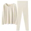 Ropa interior térmica para mujer, engrosada, lana y seda, calefacción, otoño e invierno, base, ropa cálida, traje de pantalones, mujer