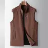 Chaleco Casual para Hombre 2026 Primavera y Otoño Cuello Alto Acolchado Sin Mangas para Hombres Jóvenes y de Mediana Edad, Color Sólido Cremallera Tendencia Chaleco Sin Mangas