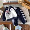 [En Stock] Traje de Forro Polar para Niños Otoño/Invierno 2025 Nuevo Traje para Niñas Mono para Niñas Set Cálido de Dos Piezas con Forro Polar