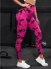 Pantalones ajustados transfronterizos para levantar glúteos de melocotón, sin costuras con teñido anudado flotante, pantalones deportivos ajustados abdominales de cintura alta para yoga y fitness