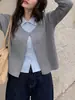 Diseño elegante y con estilo, hermoso suéter de punto de manga larga tipo dos piezas falso para mujer, estilo coreano de otoño, maduro y sofisticado 10760