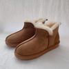 Botas de Neve de Pele de Ovelha Peça Única Outono e Inverno Masculinas Inverno Quente Antiderrapante Tamanho Grande Sapatos Preguiçosos Calçar Fácil Botas de Pele de Ovelha Masculinas