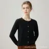 Cárdigan de punto para mujer 100% cachemir de otoño e invierno, suéter abotonado de cuello redondo, top de manga larga, nuevo estilo moderno