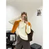 Novo suéter com zíper e gola alta para mulheres, outono e inverno, pulôver de malha canelada com caimento solto, cor sólida, top de estilo casual