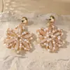 Brincos de Cristal Flor Doce com Contas para o Verão High-end Simples Versátil Moda Elegante Novos Brincos para Mulheres