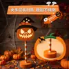 Lanterna de abóbora de Halloween Display de mesa Janela Placa de rua Lâmpada Cena Decoração Atmosfera Luminária de mesa Ornamento de madeira Adereço Luz decorativa