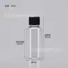 En stock 50ml 60ml 100ml 200ml botella de plástico de hombro plano con tapa de rosca PET botellas dispensadoras de líquido botellas selladas para muestras
