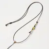 Colar Cordão de Couro Wax Cordão com Botão Étnico Chinês Estilo Retrô Cordão para Pingente Simples Versátil Unissex Cordão para Pendurar Ajustável