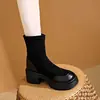 Botas Martin de Suela Gruesa Estilo Británico para Mujer 2026 Otoño/Invierno Nuevo Estilo Botas Cortas con Forro de Terciopelo Venta Caliente Botas Elásticas de Tacón Alto Botas Adelgazantes