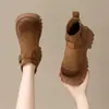 Botas cortas de suela gruesa para chica baja estilo Martin para mujer 2026 nuevo estilo invierno con felpa adicional gamuza slip-on aumento de altura botas cortas Birkenstock
