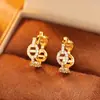 Pendientes de Zirconia Microincrustada de Alta Gama, Modernos, Exquisitos, Versátiles, Brillantes, Chapados en Cobre con Oro Real, Clips para Orejas de Moda