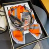 Bufanda francesa vintage de seda naranja, pañuelo pequeño y largo para el cuello de mujer, versátil para trajes y camisas profesionales, fular y cinta decorativa para el cuello