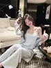 Ropa de casa original para otoño e invierno, pijama de algodón modal para mujer, conjunto de tres piezas de pijama tipo camisola dulce y suave con un tacto lujoso