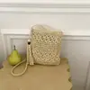 Bolso de Paja Bohemio Retro Francés, Bolso de Hombro de Paja Color Sólido Personalizado para Vacaciones en la Costa y Salidas a la Playa