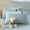 Fundas de Almohada de Algodón Waffle de Dibujos Animados, un Par de Rellenos de Almohada para Uso Doméstico de Adultos, Fundas de Almohada de Algodón Puro para Dormitorio de Estudiantes