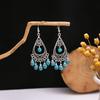 Aretes Redondos Huecos de Estilo Étnico Retro Europeo y Americano Estilo Bohemio Atracciones Turísticas Aretes de Borla Turquesa para Mujer