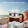 Cafeteira Prensa Francesa Aço Inoxidável 304 com 4 Filtros, Resistente ao Calor Durável, Fácil de Limpar, Prensa de Café de Vidro Borossilicato, Bule 100% Livre de BPA, SX, Prata