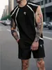 Camiseta sin mangas de moda europea y americana transfronteriza, pantalones cortos con estampado de letras, traje deportivo casual suelto de verano, nuevo estilo callejero