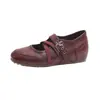 Zapatos Mary Jane rojos para mujer, perfectos con faldas, con tacón oculto, diseño estilo ballet, estética de zapato de entrenamiento alemán, inspiración francesa, versátiles, casuales y planos de punta baja