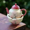 Juego de Té Cerámico Portátil para Viaje Firestone Rojo Azul y Blanco Hecho de Fábrica, Juego de Preparación de Té para Exteriores Sueño de Flor de Cerezo para Una Persona, Taza de Preparación Rápida