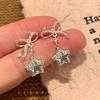 "O Céu Estrelado Cintilante" É Tão Lindo Pessoalmente! Brincos de Estrela Azul com Diamantes Inteiros para Mulheres. Brincos e Presilhas de Orelha Doces e Modernos de Alta Qualidade~