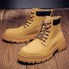 Botas Martin para Hombre Otoño e Invierno 2024 Moda Casual Estilo Coreano Botas de Ruibarbo Forradas de Felpa Engrosadas Cálidas Botas de Cuero de Moda de Una Pieza