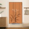 Cortina de puerta de estilo coreano sin perforaciones, de algodón y lino, con plantas verdes, para el hogar, probador, dormitorio, baño, divisoria, media cortina de tela