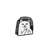 Broche de Pintura Metálica con Forma de Gato Transfronterizo Insignia Animal de Letra Inglesa Creativa Pin Versátil para Mochila Chaqueta