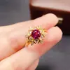 Anel de Granate de Magnésio-Alumínio Natural Transfronteiriço Acessórios Femininos Nicho Alto Padrão Joias de Prata 925 6*6 Moda Venda Direta da Fábrica