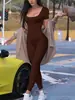 Amazon Transfronteiriça 2025 Primavera/Verão Novidades Moda Feminina Europeia e Americana Novos Produtos Macacão Elegante de Manga Longa Slim Fit Levanta Bumbum