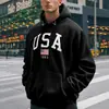 Comercio Exterior Transfronterizo Otoño e Invierno Estilo Americano Letras Impresas Sudadera con Capucha, Moda Casual Holgada Manga Larga