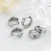 Aretes de aro lisos de acero inoxidable estilo coreano y japonés, color acero, textura fresca, adecuados para el uso diario, aretes compactos de la fábrica original