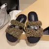 Pantuflas de Algodón con Felpa Cálida Estilo Coreano Cabello Rizado de Una Tira Nuevas Pantuflas de Piel para Mujer Uso Exterior Otoño Invierno Hogar 2026 Suela Gruesa