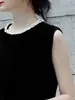 Vestido de Terciopelo de Seda para Mujer 2026 Otoño Invierno Sin Mangas Cuello Redondo de Perlas Abertura Terciopelo de Seda de Morera Falda Elegante