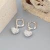 Brincos de amor incrustados de diamantes de luxo estilo coreano, brincos femininos de outono e inverno, brincos ovais de nicho de alta qualidade, brincos para todos os acessórios