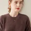 Suéter de Cachemira Baicaierong 2026 Otoño/Invierno para Mujer, Diseño Versátil de Cuello Redondo, Tejido de Lana para Otoño e Invierno