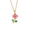 Comercio Exterior Transfronterizo Gota de Aceite Micro-incrustado Zircón Color Flor Tulipán Rosa Colgante Collar para Mujer Lujo Ligero Sentido de Alta Gama