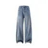 Roupas Masculinas Shanggu Transfronteiriças Sudeste Asiático Masculino Calça Jeans Patchwork Desconstruída Cintura Média Barra Dividida Jeans Faca Curva