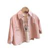 Camisas de Manga Comprida para Meninos e Meninas Primavera e Outono, Camisas Rosas Estilosas com Desenhos Animados Coreanos Tendência para Bebês e Crianças