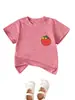 Amazon eBay sitio independiente moda linda y divertida ropa para niños estampado de flor de tomate en el pecho camiseta de cuello redondo