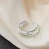 Nafoge joyería de plata al por mayor anillo de plata de cuerpo entero Anillo de cola de plata de flor hueca para mujer anillo de plata para dedo meñique con apertura