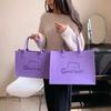 Nova Bolsa Tote de Feltro com Logotipo Imprimível Grande Capacidade para Deslocamento, Compras, Armazenamento, Portátil, Feltro de Cor Contrastante